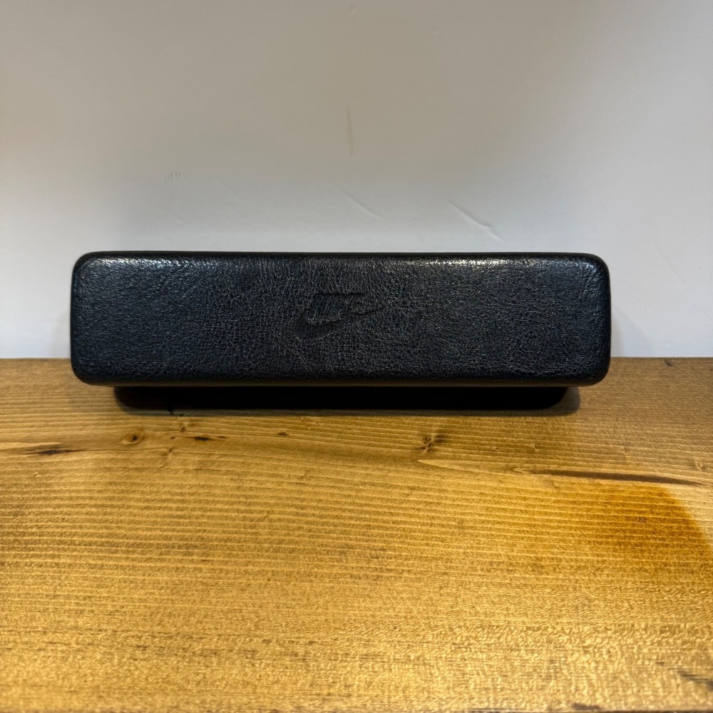 Vintage Nike Black Faux Leather Hard Shell Sunglasses Case with Microfiber Cloth